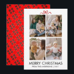 Classic Red Tartan Plaid Multi Photo Christmas Holiday Card<br><div class="desc">Bring a touch of tradition to your holiday season with this festive red tartan plaid backed Christmas card. The four-photo grid on the front allows you to share multiple memories with friends and loved ones.</div>