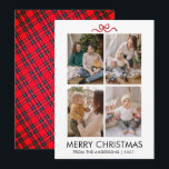 Classic Red Tartan Plaid Multi Photo Christmas Holiday Card<br><div class="desc">Bring a touch of tradition to your holiday season with this festive red tartan plaid backed Christmas card. The four-photo grid on the front allows you to share multiple memories with friends and loved ones.</div>