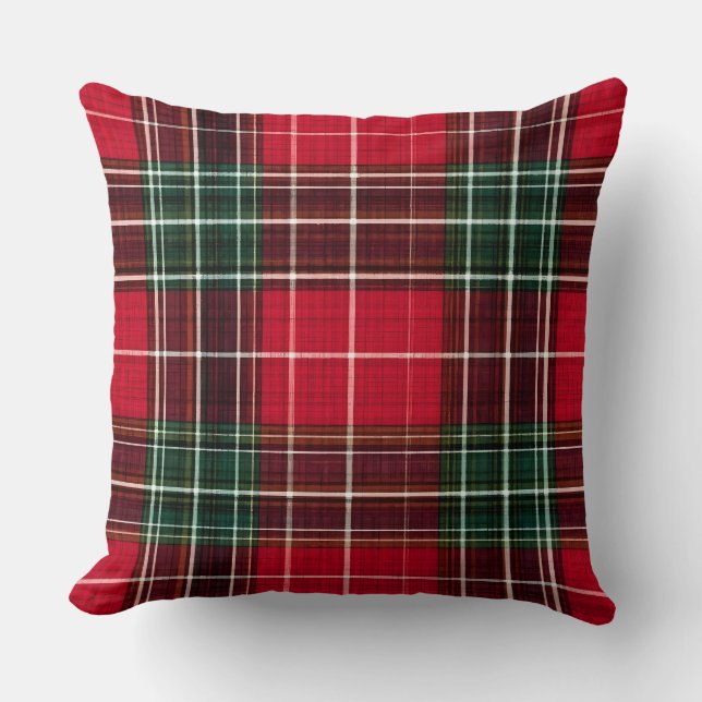 Classic Red Tartan Plaid Throw Pillow  (Front)