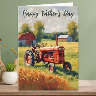 Classic Red Tractor Happy Father's Day Card