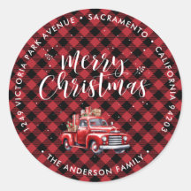 Classic Red Truck Christmas Return Address Labels