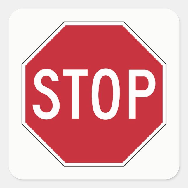 Classic Red USA Stop Sign Traffic/Road Stickers (Front)
