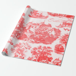 Classic Red Vintage French Country Toile Wrapping Paper