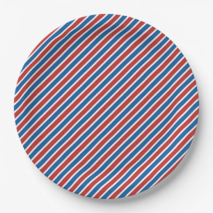 Classic Red White and Blue Stripes 4th July Plate