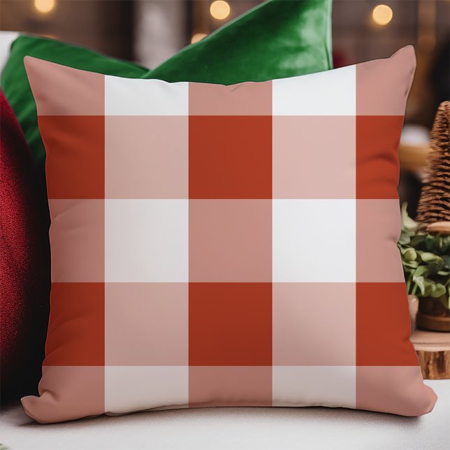 Classic Red White Buffalo Check Christmas Cushion (Creator Uploaded)
