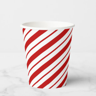 Classic Red & White Candy Cane Stripes Christmas Paper Cups