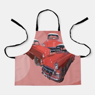 Classic Red White Cars, Kids Full Print Apron