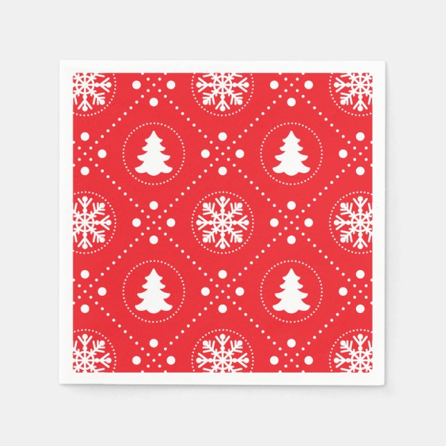 Classic Red White Christmas Pattern Napkin (Front)