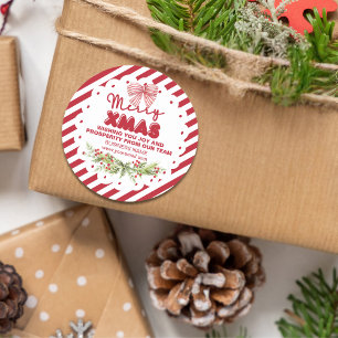 Classic Red White Floral Berries Xmas  Classic Round Sticker