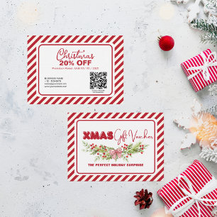 Classic Red White Floral Berries Xmas Discount Card