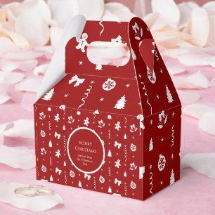 Classic Red & White Gingerbread Christmas Favour Box