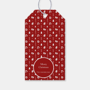Classic Red & White Gingerbread Christmas Gift Tags