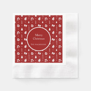 Classic Red & White Gingerbread Christmas Napkin