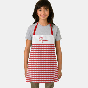 Classic Red & White Gingham   Personalised Name Apron