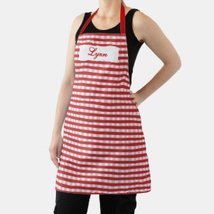 Classic Red & White Gingham Personalised Name Apron