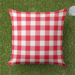 Classic Red White Gingham Plaid Check Cushion