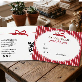 Classic Red White Holiday Business Gift Card