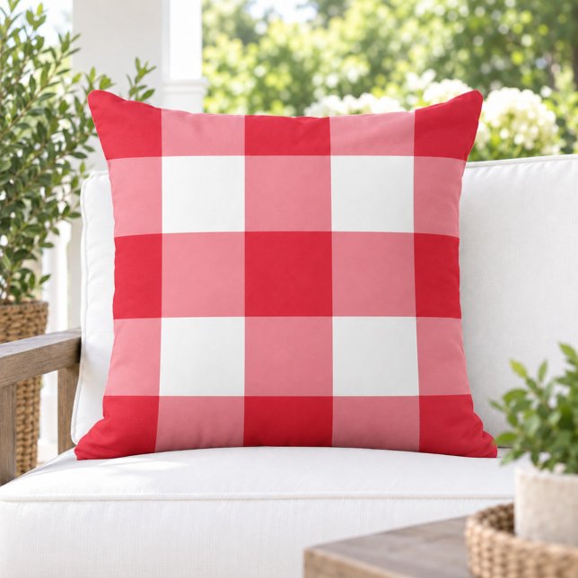 Classic Red White Large Gingham Check Cushion (Creator Uploaded)