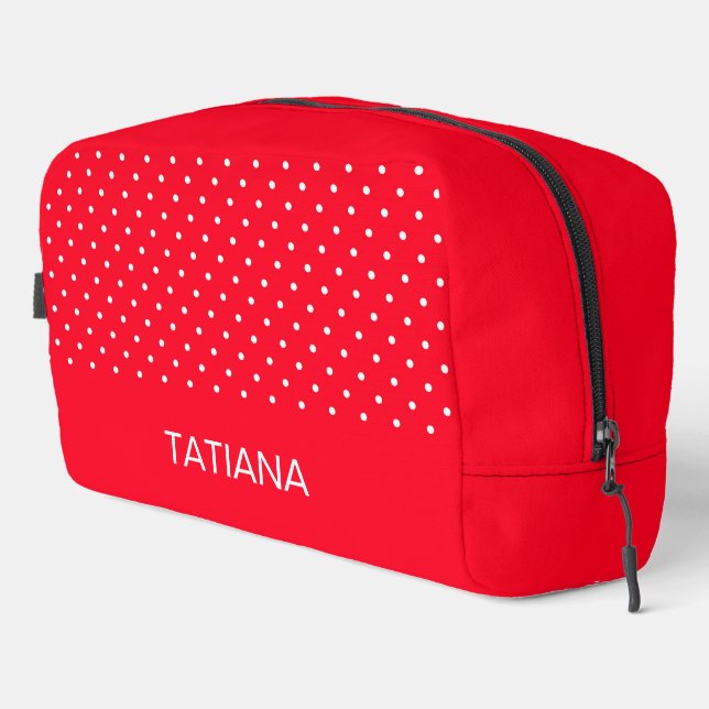 Classic Red & White Polka Dot Pattern Dopp Kit (Right Corner)