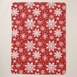 Classic Red & White Snowflake Pattern Sherpa Blanket