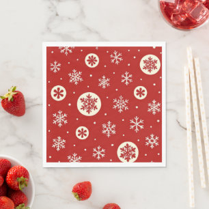 Classic Red & White Snowflakes Christmas Holiday Napkin