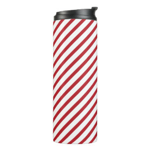 Classic Red White Stripe Thermal Tumbler for Styli