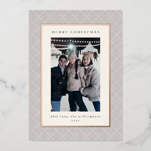 Classic Refined Grey Christmas Photo Rose Gold