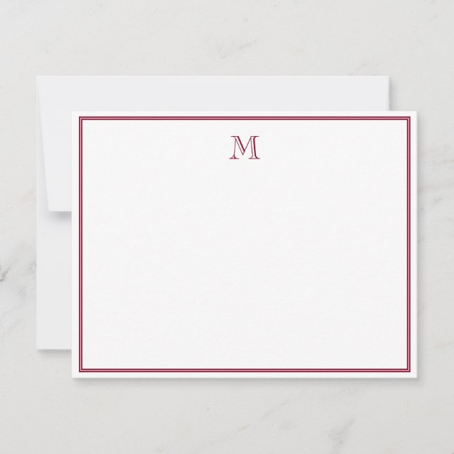 Classic Regal Burgundy Vintage Monogram Card (Front)
