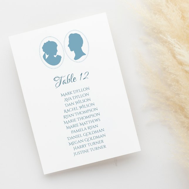 Classic Regency Blue Cameo Wedding Table Number (Creator Uploaded)