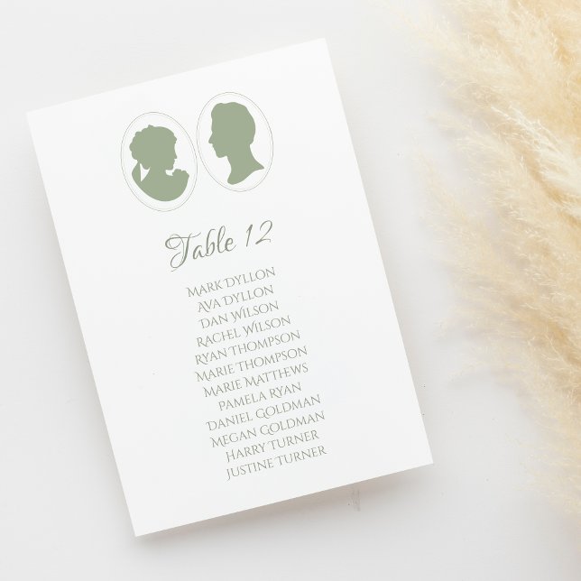 Classic Regency Green Cameo Wedding Table Number (Creator Uploaded)