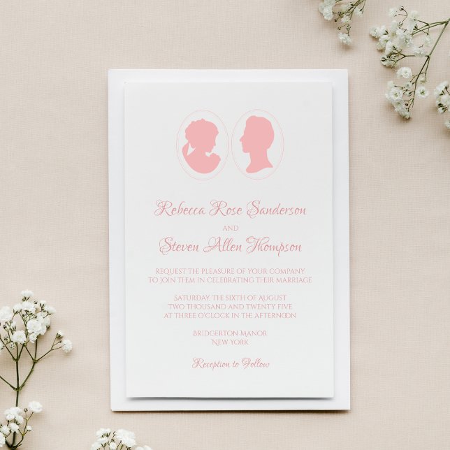 Classic Regency Pink Cameo Wedding Invitation (Creator Uploaded)