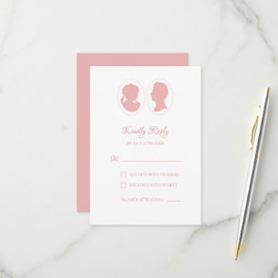 Classic Regency Pink Cameo Wedding RSVP Card