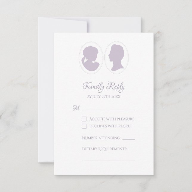 Classic Regency Purple Cameo Response Card (Front)