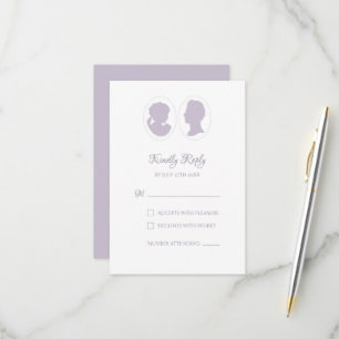 Classic Regency Purple Cameo Wedding RSVP Card
