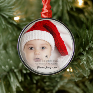 Classic Reindeer Photo Christmas Metal Tree Decoration