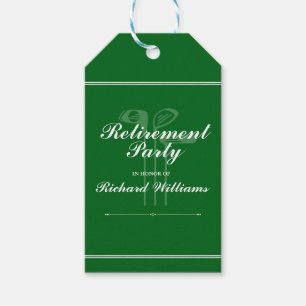 Classic Retirement Golf Theme Green White Gift Tags