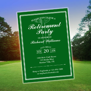 Classic Retirement Golf Theme Green White Invitation