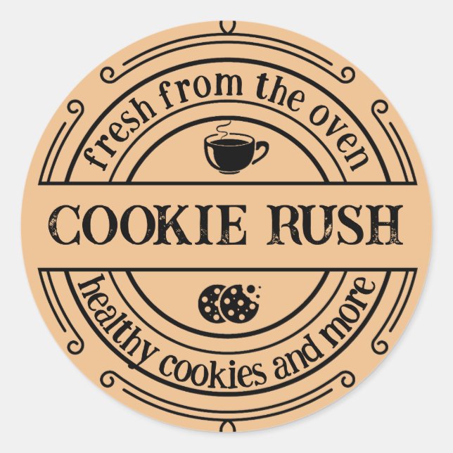 Classic Retro Baked Goods Brown Round Sticker (Front)