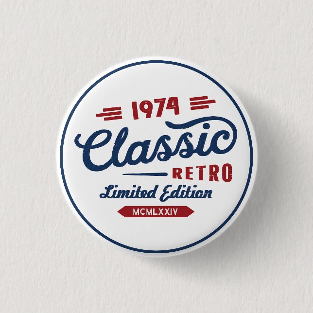 Classic Retro Birthday Gift | Personalised 3 Cm Round Badge (Front)