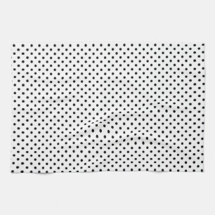 Classic retro black and white polka dots tea towel