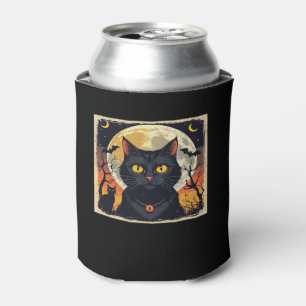 Classic Retro Black Cat Halloween T-Shirt Classic Can Cooler