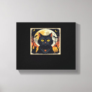 Classic Retro Black Cat Halloween T-Shirt Classic  Canvas Print