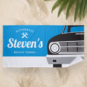 Classic Retro Car Customised Name Own Brand Beach Towel