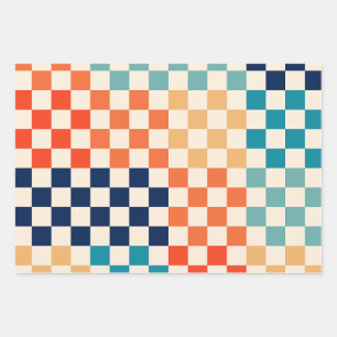 Classic Retro Chequered Chequerboard Pattern A Wrapping Paper Sheet