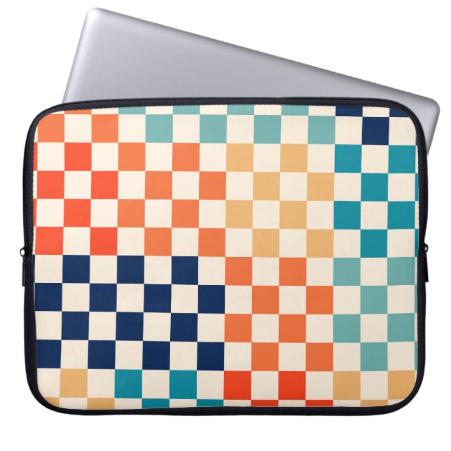 Classic Retro Chequered Chequerboard Pattern Laptop Sleeve (Front)