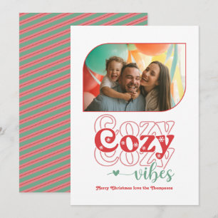 Classic Retro Cosy Vibes Only Christmas Photo Holiday Card