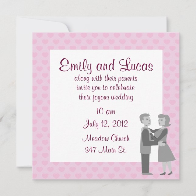 Classic Retro Embrace Wedding Invitations (Front)