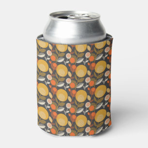 Classic Retro Floral Pattern Can Cooler