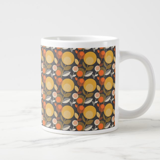 Classic Retro Floral Pattern Large Coffee Mug (Right)