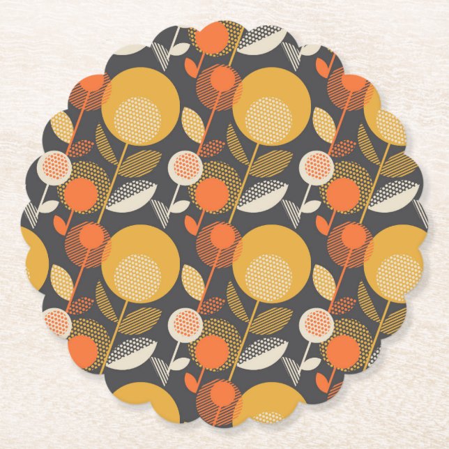 Classic Retro Floral Pattern Paper Coaster (Front)